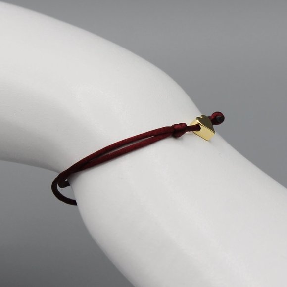 Heart burgundy gold string bracelet adjustable - Picture 7 of 7